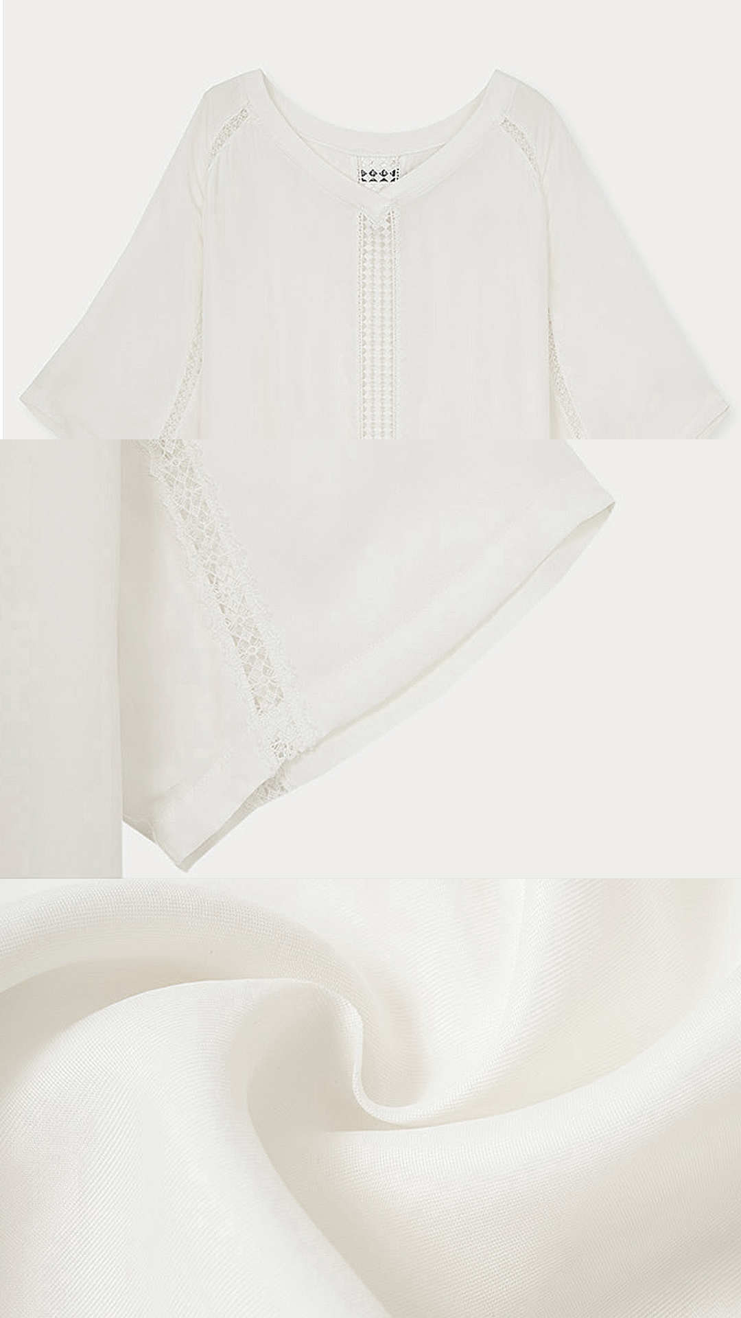 ♀Mid-Sleeve V-Neck Shirt