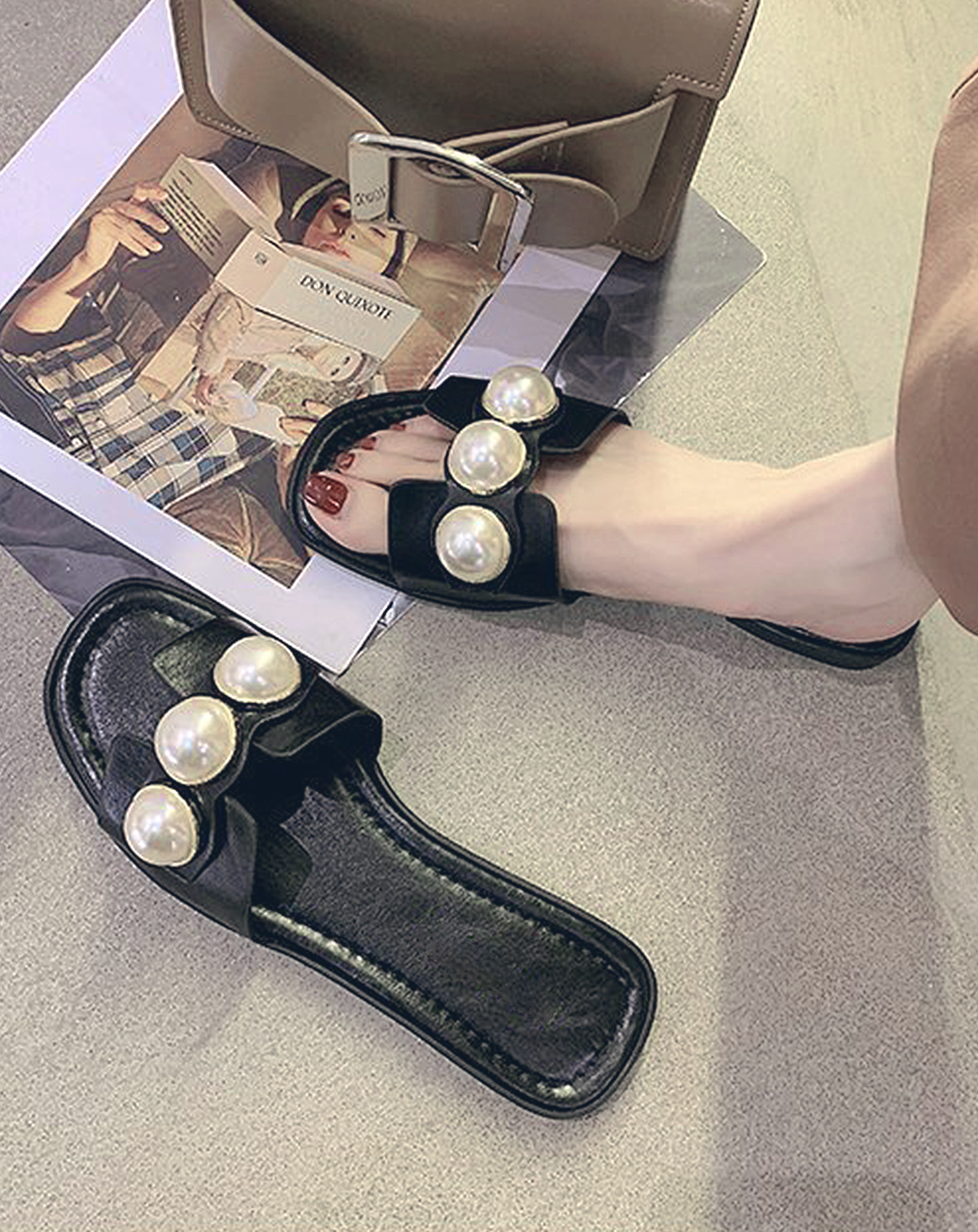 ♀Pearl Design Open Toe Sandals